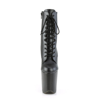 8" Heel, 4" PF Lace-Up Front Ankle Boot, Side Zip (Pleaser FLAM1020WR/BFA/M)