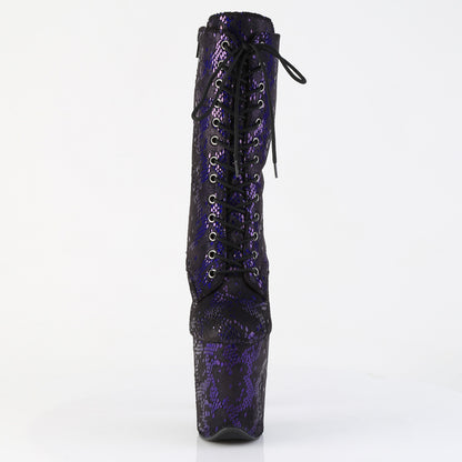 *8" Heel, 4" PF Lace-Up Front Ankle Boot, Side Zip (Pleaser FLAM1040SPF/BLMFA/M)