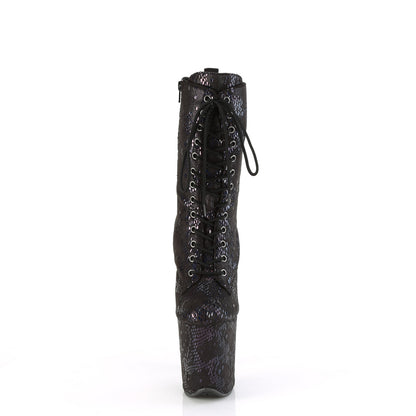 *8" Heel, 4" PF Lace-Up Front Ankle Boot, Side Zip (Pleaser FLAM1040SPF/BLMFA/M)