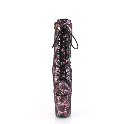 *8" Heel, 4" PF Lace-Up Front Ankle Boot, Side Zip (Pleaser FLAM1040SPF/BLMFA/M)