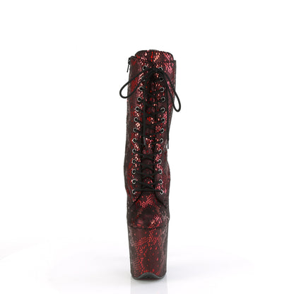 *8" Heel, 4" PF Lace-Up Front Ankle Boot, Side Zip (Pleaser FLAM1040SPF/BLMFA/M)