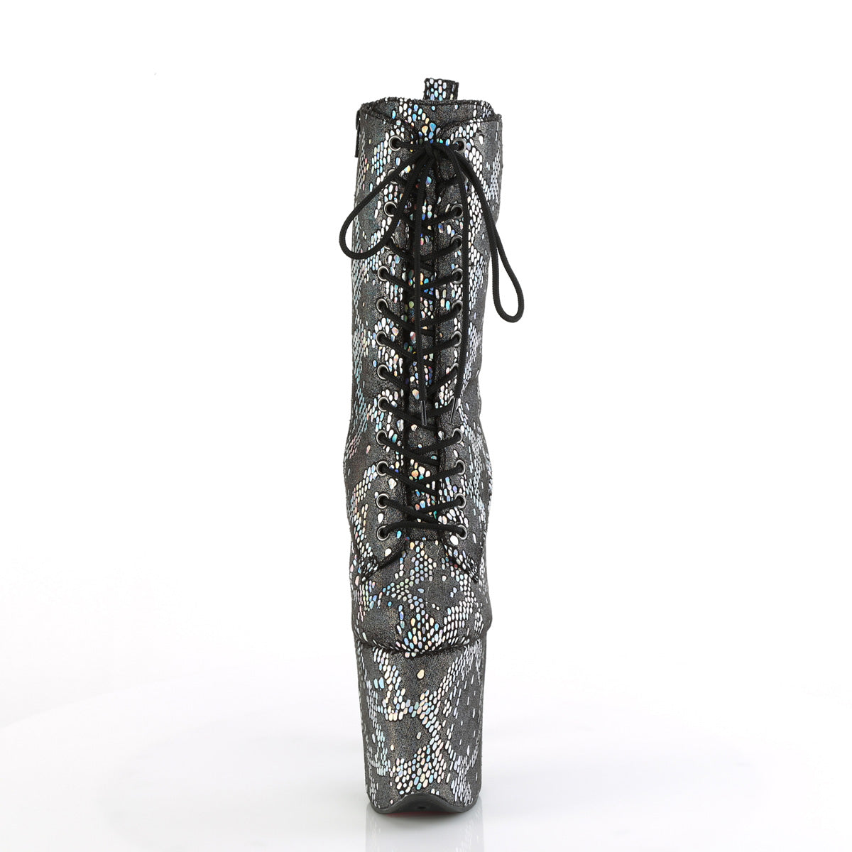 *8" Heel, 4" PF Lace-Up Front Ankle Boot, Side Zip (Pleaser FLAM1040SPF/BLMFA/M)