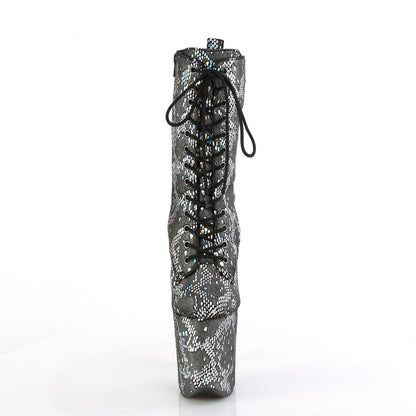 *8" Heel, 4" PF Lace-Up Front Ankle Boot, Side Zip (Pleaser FLAM1040SPF/BLMFA/M)