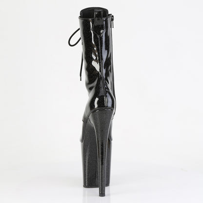 **8" Heel, 4" PF Peep Toe Lace-Up Ankle Boot, Side Zip (Pleaser FLAM1041GP/BG/M)
