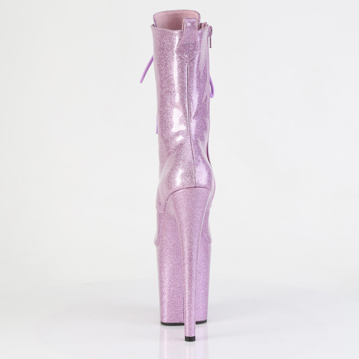 **8" Heel, 4" PF Peep Toe Lace-Up Ankle Boot, Side Zip (Pleaser FLAM1041GP/BG/M)