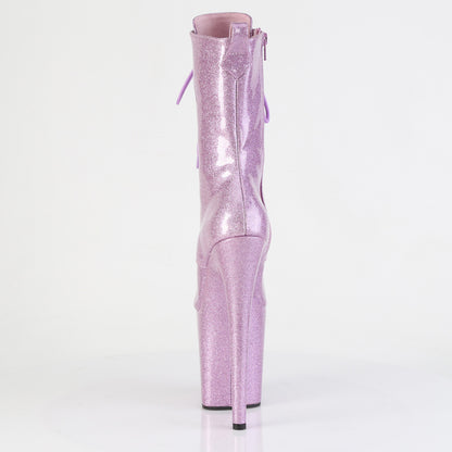 **8" Heel, 4" PF Peep Toe Lace-Up Ankle Boot, Side Zip (Pleaser FLAM1041GP/BG/M)