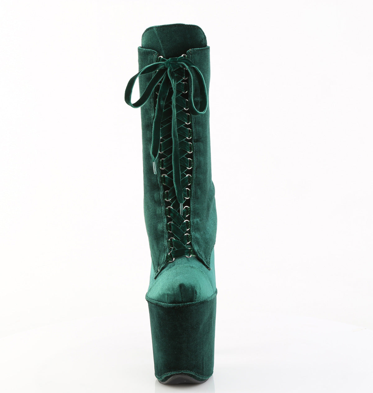 8" Heel, 4" PF Velvet Lace-Up Front Ankle Boot (Pleaser FLAM1045VEL/B/M)