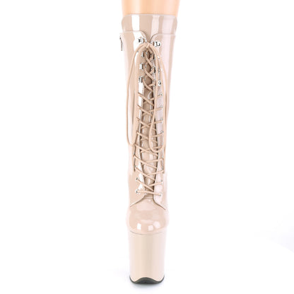 8" Heel, 4" PF Lace-Up Front Mid Calf Boot, Side Zip (Pleaser FLAM1050/B/M)