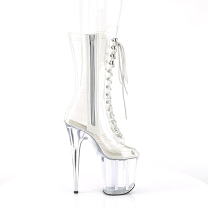 *8" Heel, 4" PF Lace-Up Front Mid Calf Boot, Side Zip (Pleaser FLAM1050C/C/M)