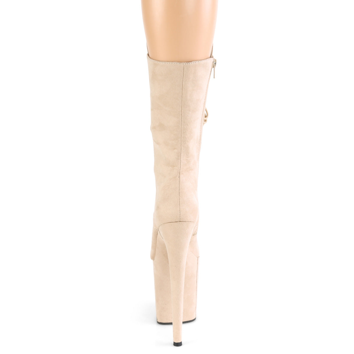 8" Heel, 4" PF Lace-Up Front Mid Calf Boot, Side Zip (Pleaser FLAM1050FS/BEFS/M)