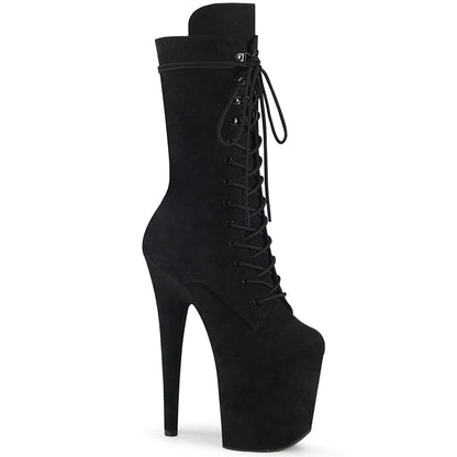 8" Heel, 4" PF Lace-Up Front Mid Calf Boot, Side Zip (Pleaser FLAM1050FS/BEFS/M)