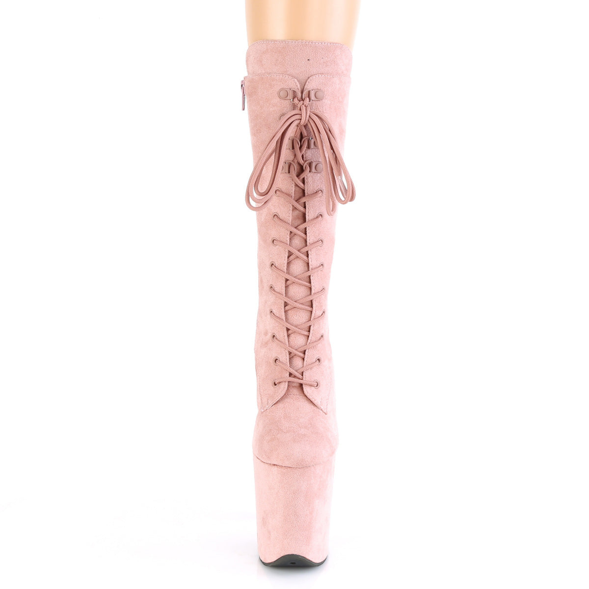 8" Heel, 4" PF Lace-Up Front Mid Calf Boot, Side Zip (Pleaser FLAM1050FS/BEFS/M)