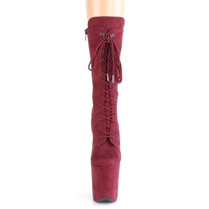 8" Heel, 4" PF Lace-Up Front Mid Calf Boot, Side Zip (Pleaser FLAM1050FS/BEFS/M)