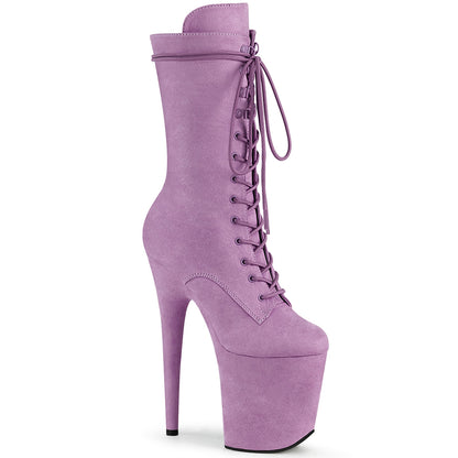 8" Heel, 4" PF Lace-Up Front Mid Calf Boot, Side Zip (Pleaser FLAM1050FS/BEFS/M)