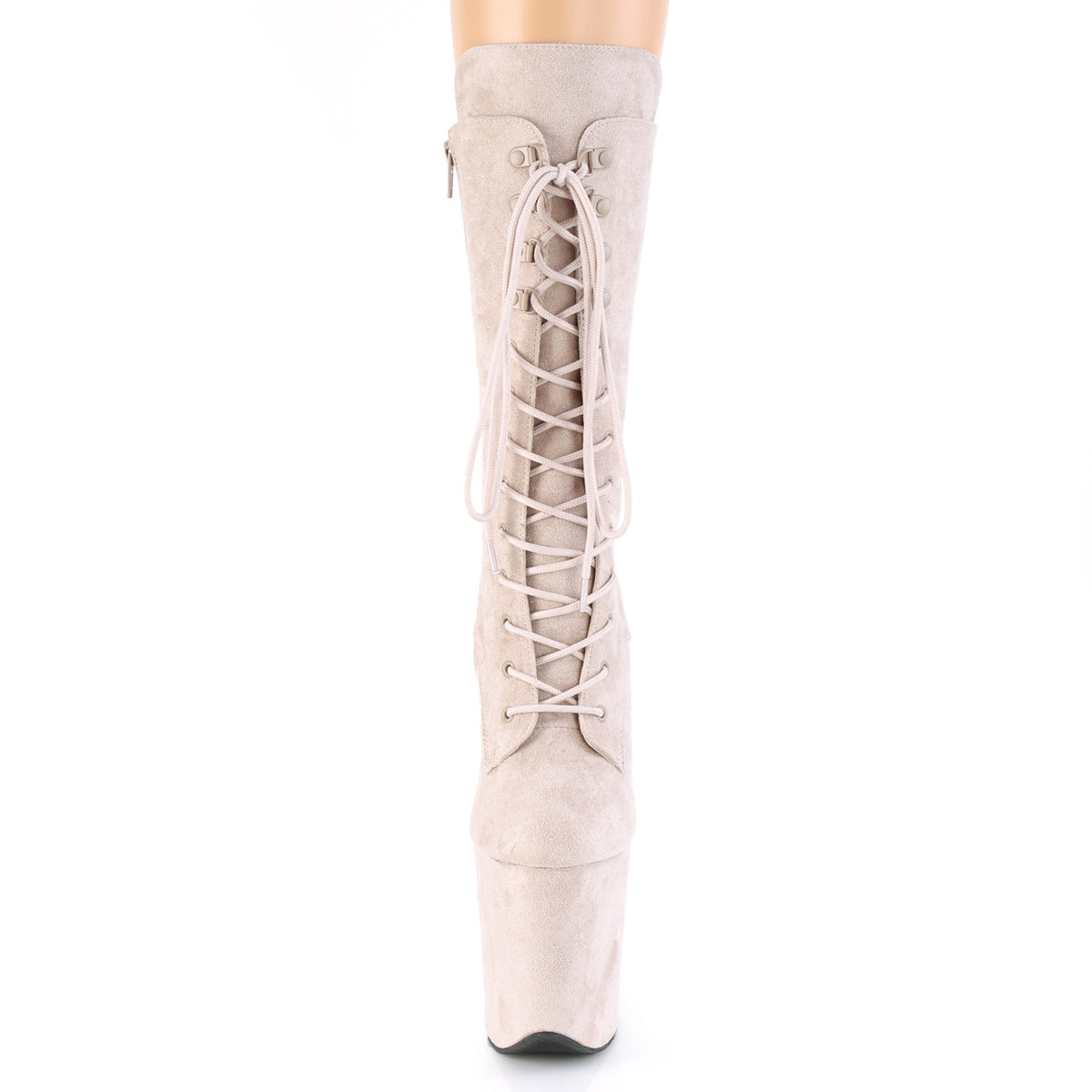 8" Heel, 4" PF Lace-Up Front Mid Calf Boot, Side Zip (Pleaser FLAM1050FS/BEFS/M)