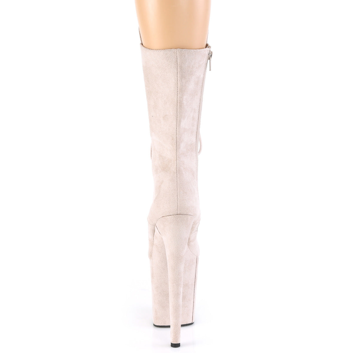 8" Heel, 4" PF Lace-Up Front Mid Calf Boot, Side Zip (Pleaser FLAM1050FS/BEFS/M)