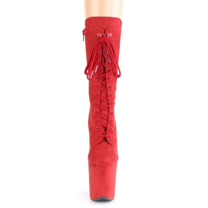 8" Heel, 4" PF Lace-Up Front Mid Calf Boot, Side Zip (Pleaser FLAM1050FS/BEFS/M)