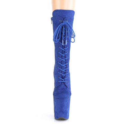 8" Heel, 4" PF Lace-Up Front Mid Calf Boot, Side Zip (Pleaser FLAM1050FS/BEFS/M)