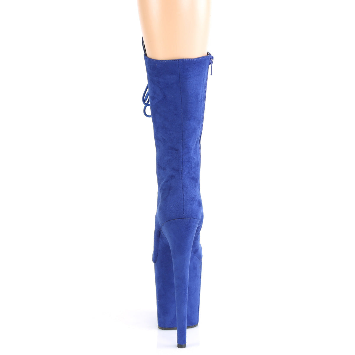 8" Heel, 4" PF Lace-Up Front Mid Calf Boot, Side Zip (Pleaser FLAM1050FS/BEFS/M)