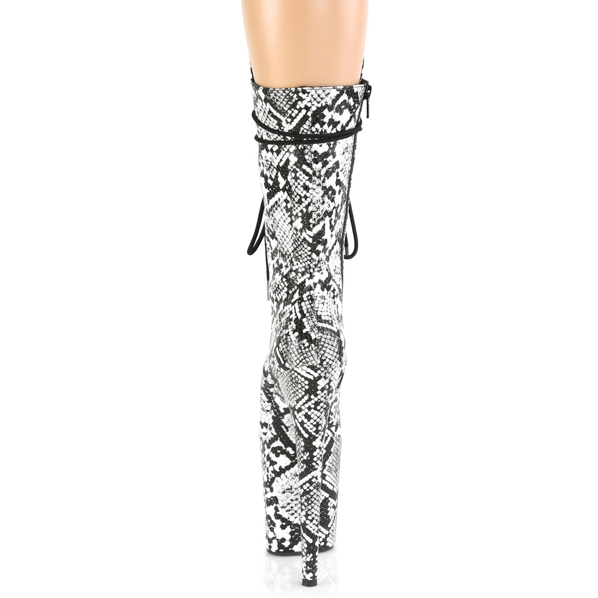 8" Heel, 4" PF Lace-Up Front Mid Calf Boot, Side Zip (Pleaser FLAM1050SP/B-WSP/M)