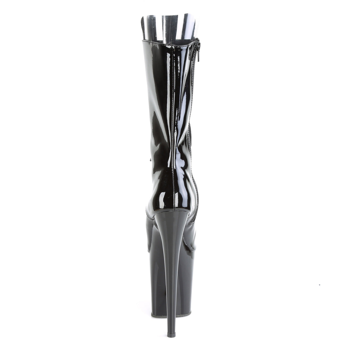 8" Heel, 4" PF Peep Toe Lace-Up Mid Calf Boot, Side Zip (Pleaser FLAM1051/B/M)