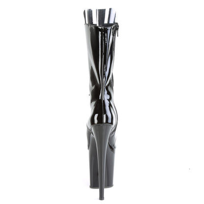 8" Heel, 4" PF Peep Toe Lace-Up Mid Calf Boot, Side Zip (Pleaser FLAM1051/B/M)