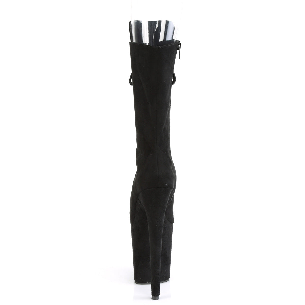 *8" Heel, 4" PF Peep Toe Lace-Up Mid Calf Boot, Side Zip (Pleaser FLAM1051FS/BFS/M)