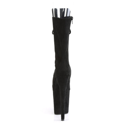 *8" Heel, 4" PF Peep Toe Lace-Up Mid Calf Boot, Side Zip (Pleaser FLAM1051FS/BFS/M)
