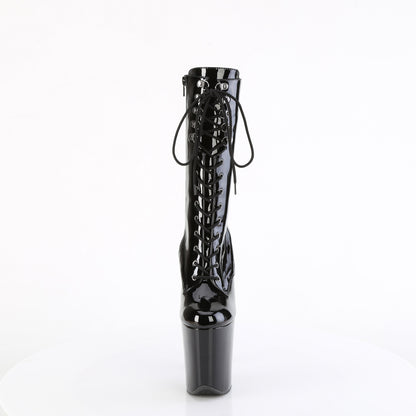 8" Heel, 4" PF Lace-Up Front Mid Calf Boot, Side Zip (Pleaser FLAM1054/B/M)