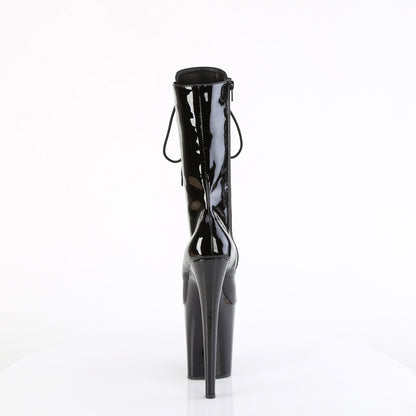 8" Heel, 4" PF Lace-Up Front Mid Calf Boot, Side Zip (Pleaser FLAM1054/B/M)
