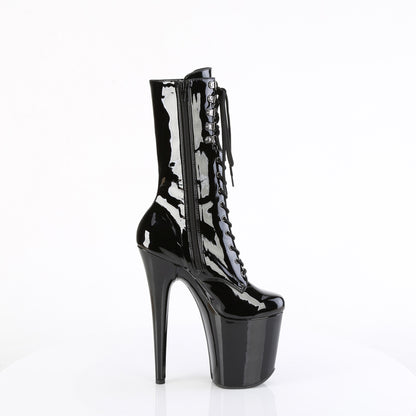 8" Heel, 4" PF Lace-Up Front Mid Calf Boot, Side Zip (Pleaser FLAM1054/B/M)