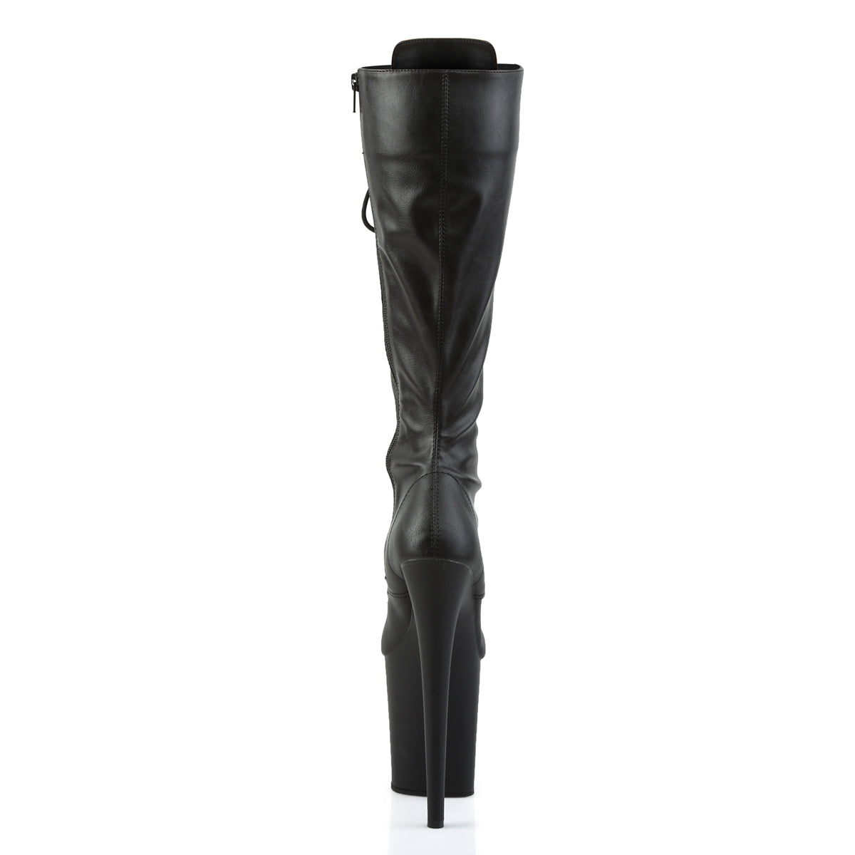 8" Heel, 4" PF Lace-Up Stretch Knee Boot, Side Zip (Pleaser FLAM2023/B/M)