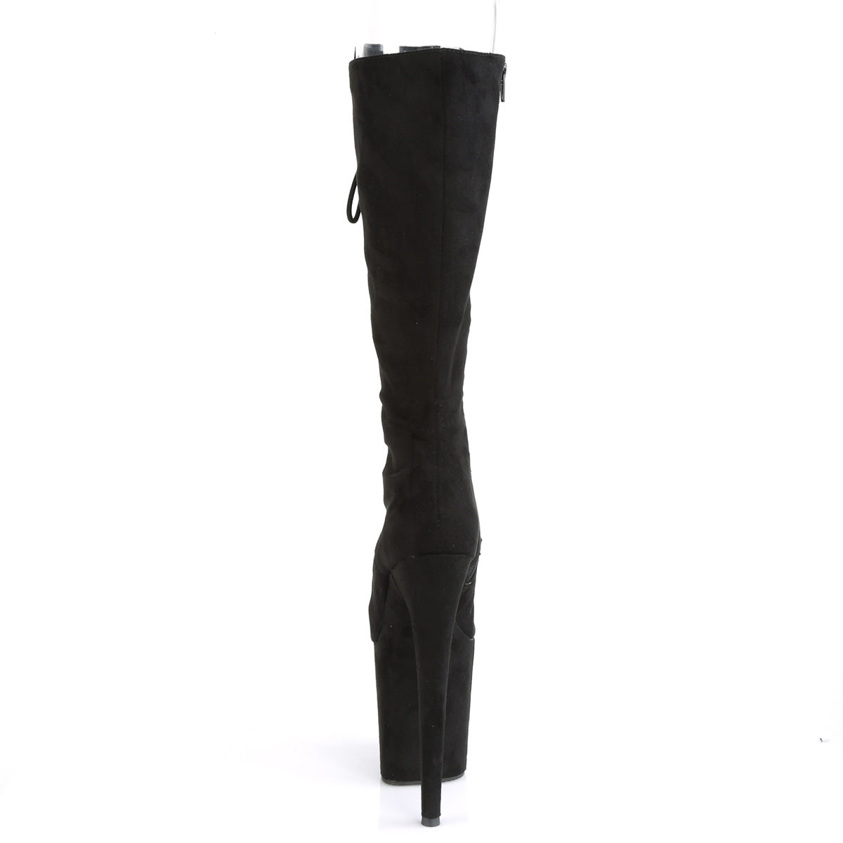 8" Heel, 4" PF Peep Toe Lace-Up Knee Boot, Side Zip (Pleaser FLAM2051FS/BFS/M)
