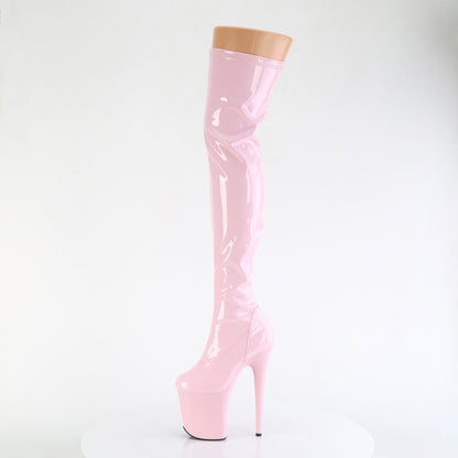 8" Heel, 4" PF Stretch Thigh Boot, Side Zip (Pleaser FLAM3000/BP/M)