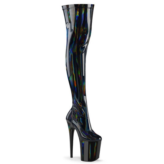 8" Heel, 4" PF Stretch Thigh Boot, Side Zip (Pleaser FLAM3000HWR/BHG/M)