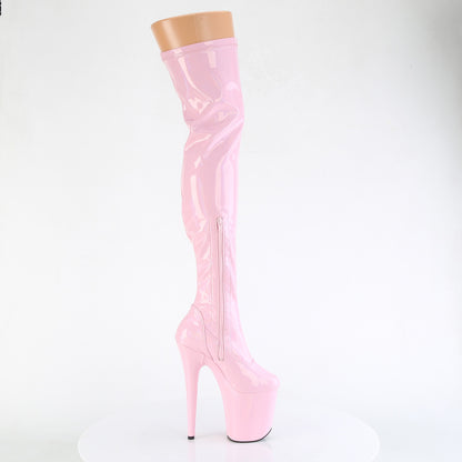 8" Heel, 4" PF Stretch Thigh Boot, Side Zip (Pleaser FLAM3000HWR/BHG/M)