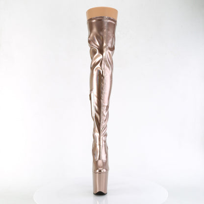 8" Heel, 4" PF Stretch Thigh Boot, Side Zip (Pleaser FLAM3000HWR/BHG/M)