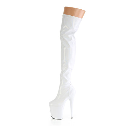 8" Heel, 4" PF Stretch Thigh Boot, Side Zip (Pleaser FLAM3000HWR/BHG/M)