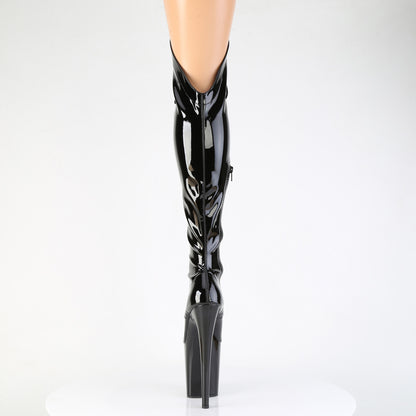 8" Heel, 4" PF Lace-Up Front OTK Boot, 2/3 Side Zip (Pleaser FLAM3014/B/M)