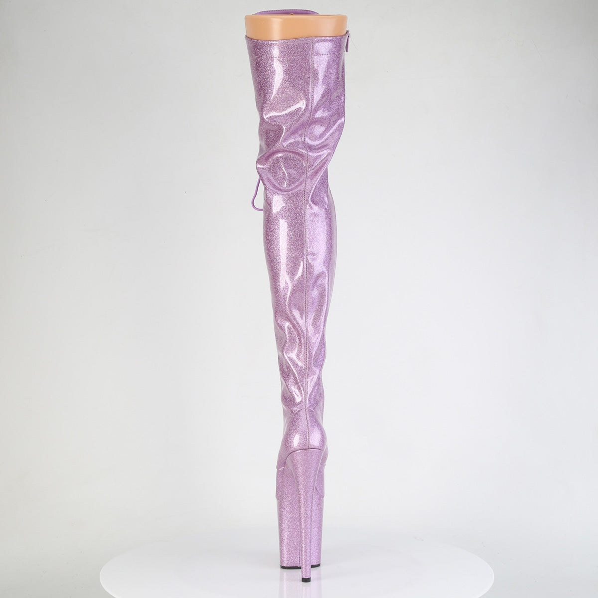 *8" Heel, 4" PF Lace-Up Stretch Thigh Boot, Side Zip (Pleaser FLAM3020GP/AQG/M)