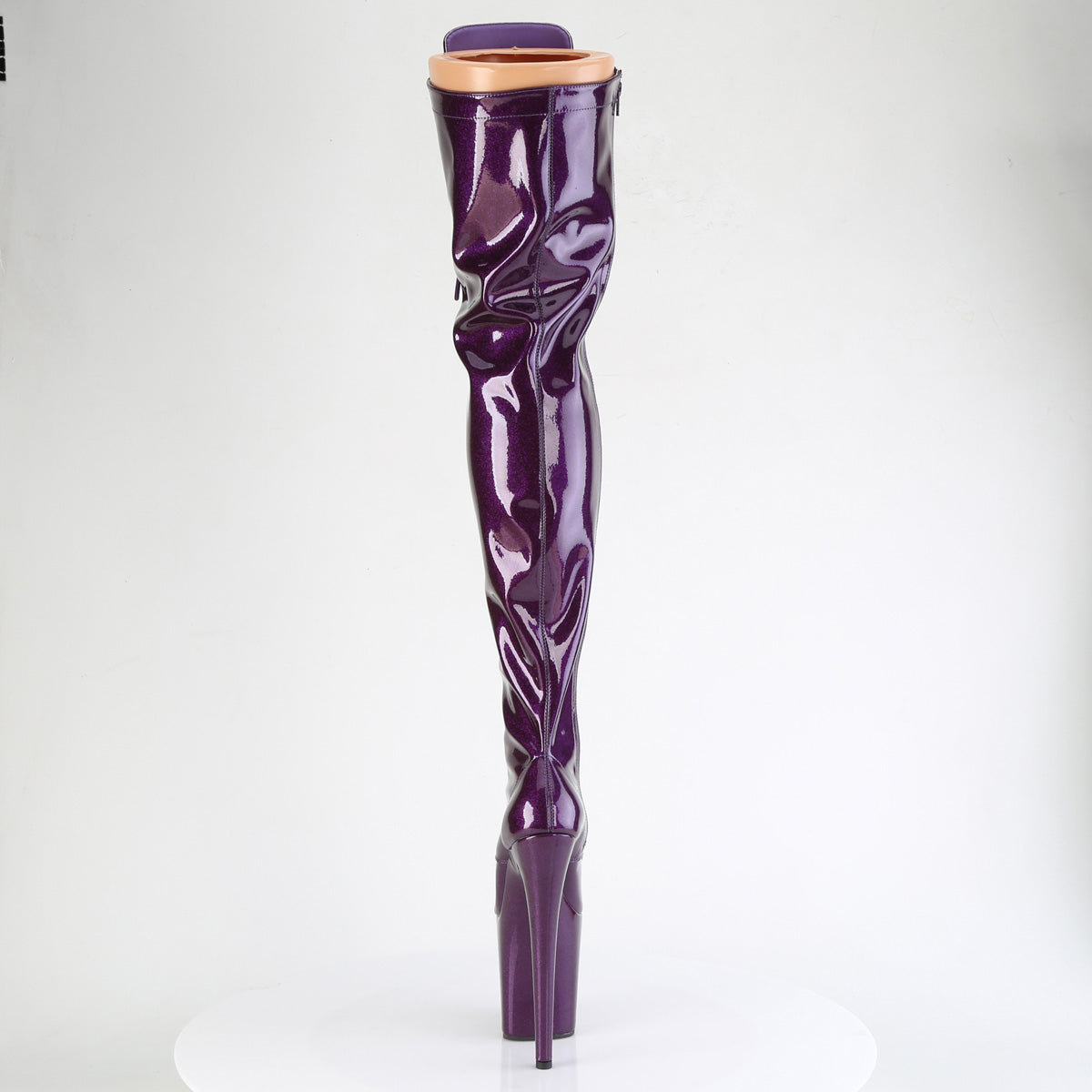*8" Heel, 4" PF Lace-Up Stretch Thigh Boot, Side Zip (Pleaser FLAM3020GP/AQG/M)