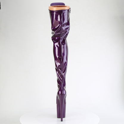 *8" Heel, 4" PF Lace-Up Stretch Thigh Boot, Side Zip (Pleaser FLAM3020GP/AQG/M)