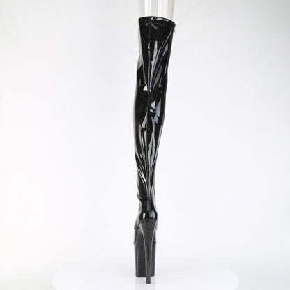 *8" Heel, 4" PF Peep Toe Lace-Up Thigh Boot, Side Zip (Pleaser FLAM3021GP/AQG/M)