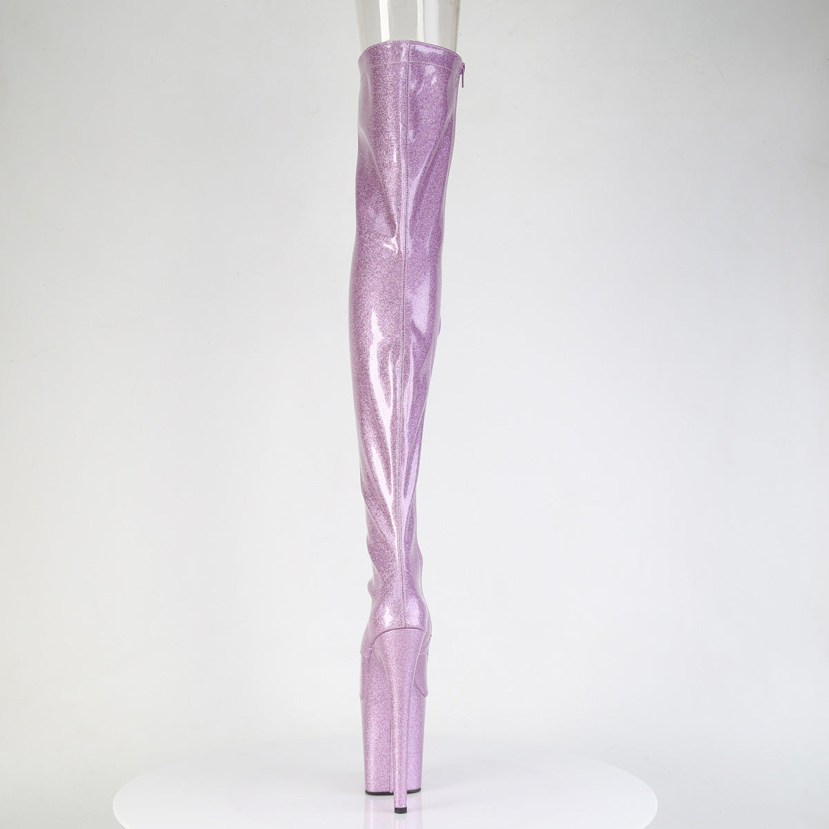 *8" Heel, 4" PF Peep Toe Lace-Up Thigh Boot, Side Zip (Pleaser FLAM3021GP/AQG/M)