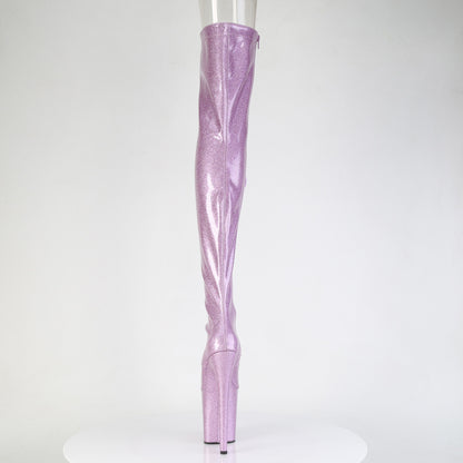 *8" Heel, 4" PF Peep Toe Lace-Up Thigh Boot, Side Zip (Pleaser FLAM3021GP/AQG/M)