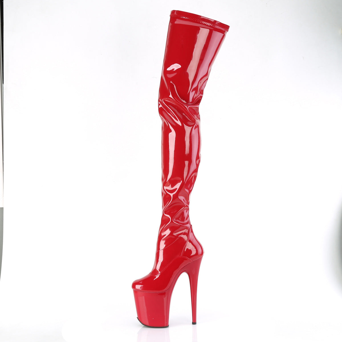 8" Heel, 4" PF Stretch Crotch Boot, Side Zip (Pleaser FLAM4000/B/M)