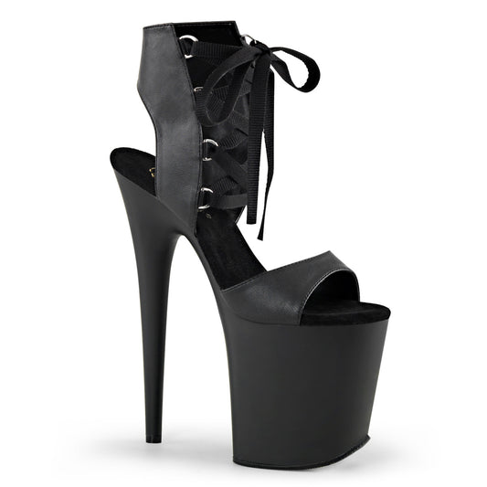 8" Heel, 4" PF Lace-Up Front Bootie Sandal (Pleaser FLAM800-14/BPU/M)