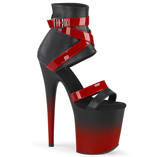 8" Heel, 4" PF Two Tone Bootie Sandal, Back Zip (Pleaser FLAM800-15/BPU-RPT/M)