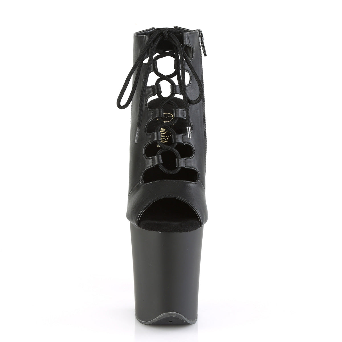 8" Heel, 4" PF Open Toe/Heel Front Lace Up Ankle Bootie (Pleaser FLAM800-20/B/M)