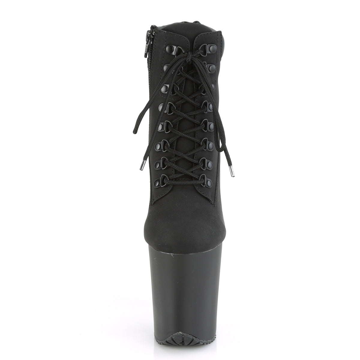 *8" Heel, 4" PF Lace-Up Front Bootie, Side Zip (Pleaser FLAM800TL-02/BNB/M)